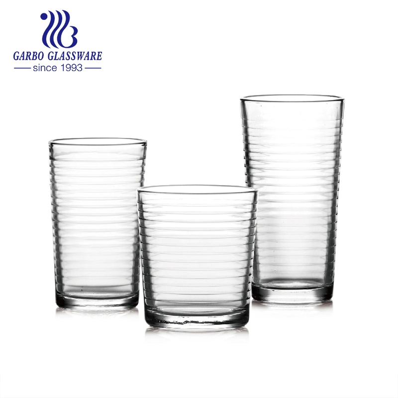 Classic Practical Glass Cup Sets with Different Size Glassware with Inner Design