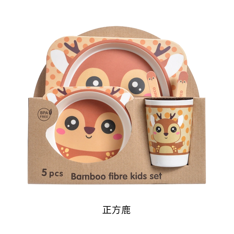 Environmental Protection Baby Feeding Set Cartoon Bamboo Fiber Dinnerware Sets