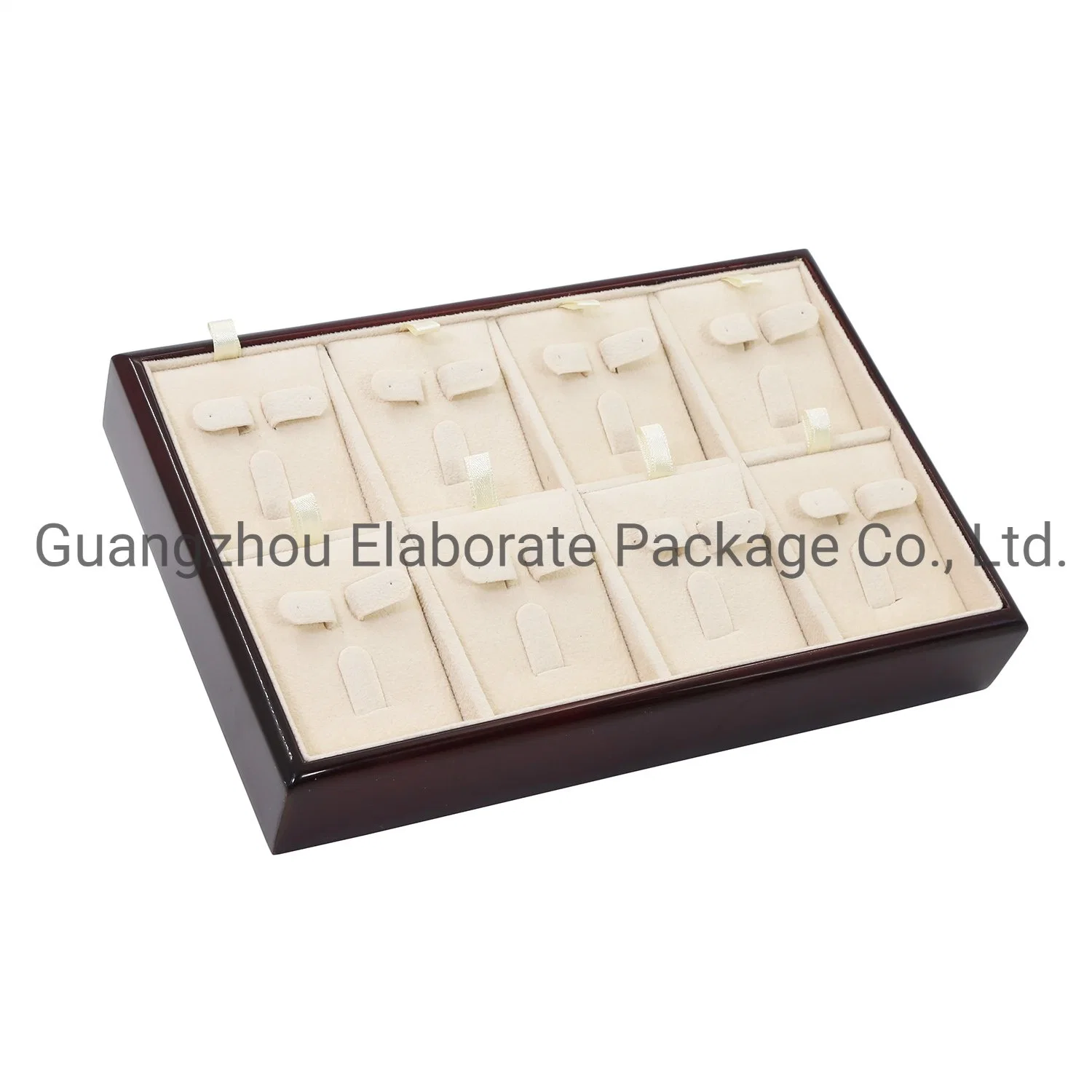 Customized Wooden Jewelry Tray Wood Burgundy Display Showcase