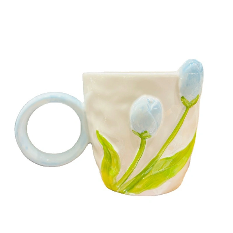 Taza de cerámica de Ins Tulip regalo taza de café de la copa de los países nórdicos la belleza de alto valor de la Copa de Desayunos