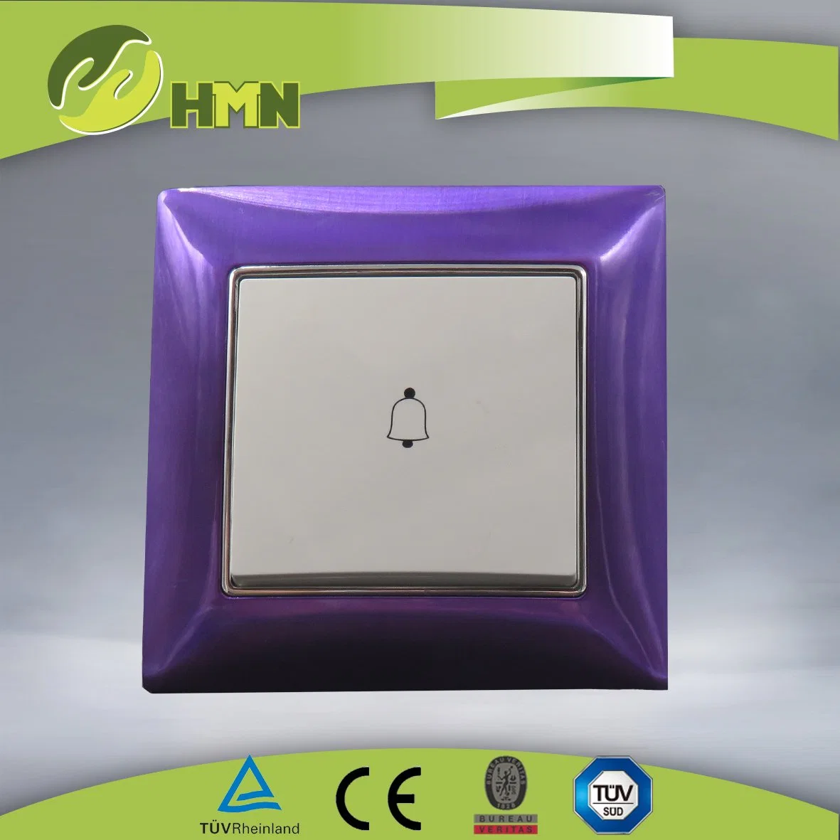 Europäischer Standard Metall Zink 1G mit LED lila Bell Push Schalter