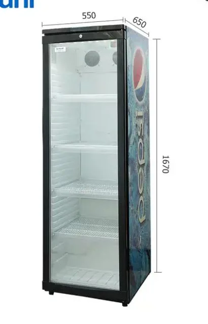 300L Slim solo cristal de la puerta del refrigerador de supermercado comercial NEVERA REFRIGERADOR