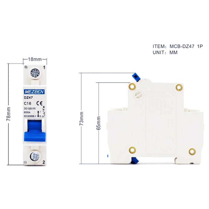 Dz47 MCB eléctrico DC AC 1A-63un disyuntor miniatura
