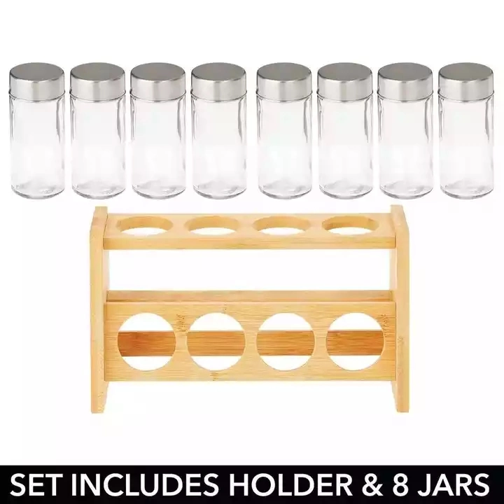 Bamboo Spice Rack Portable Storage Rack Jar Storage Shelf