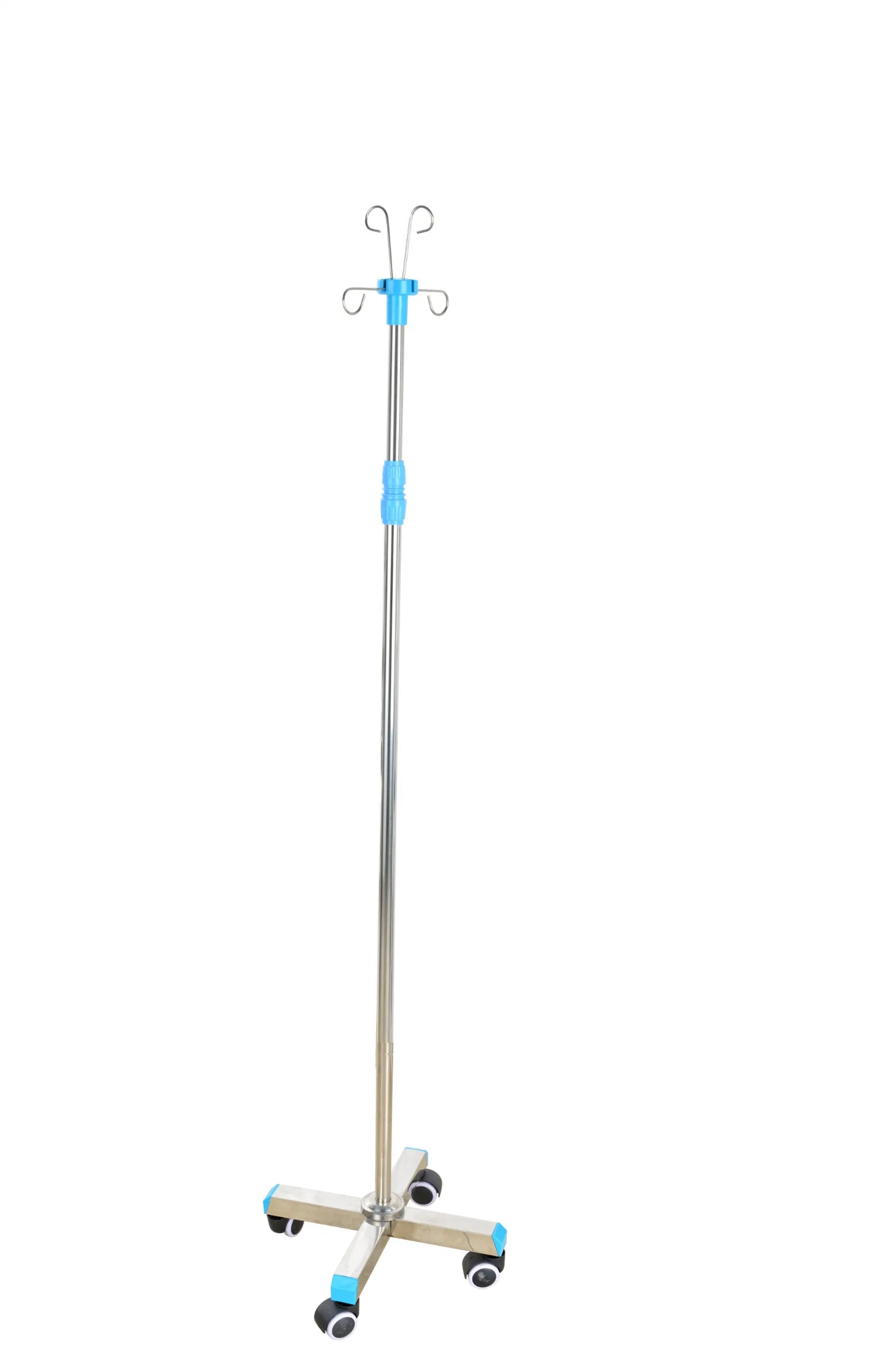 Mn-IV Hospital Stainless Steel Medical Drip Stand Infusion Pole with Hooks