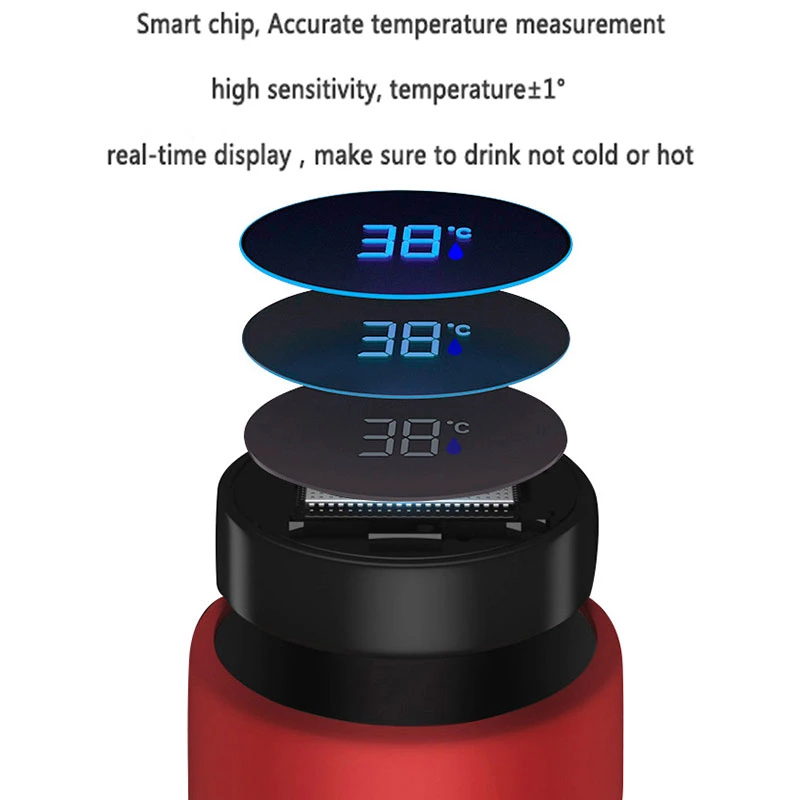 Température en acier inoxydable Écran LED tactile Smart Thermo tasses