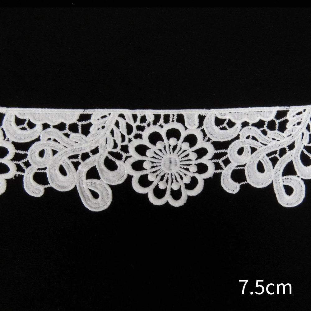 Fashion Water Soluble White Embroidered Lace Trimming Guipure Lace