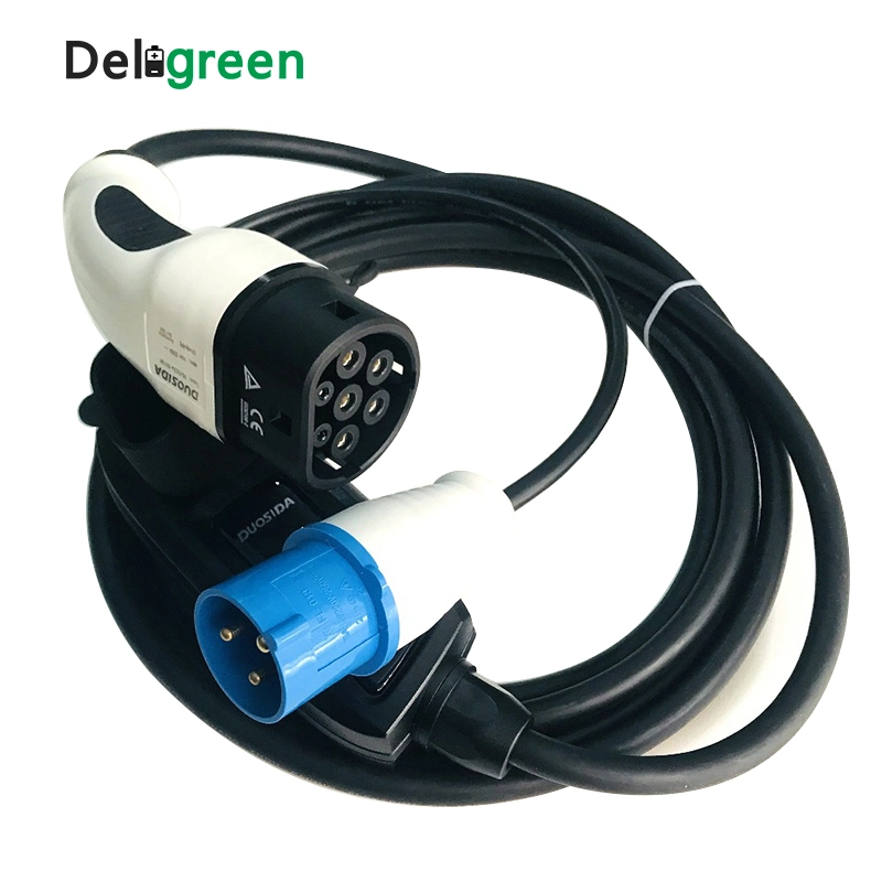 Duosida Type 2 IEC 62196-2 Electric Vehicle Charger Plugs 32A with 2 M Three Phase 5pins Cable