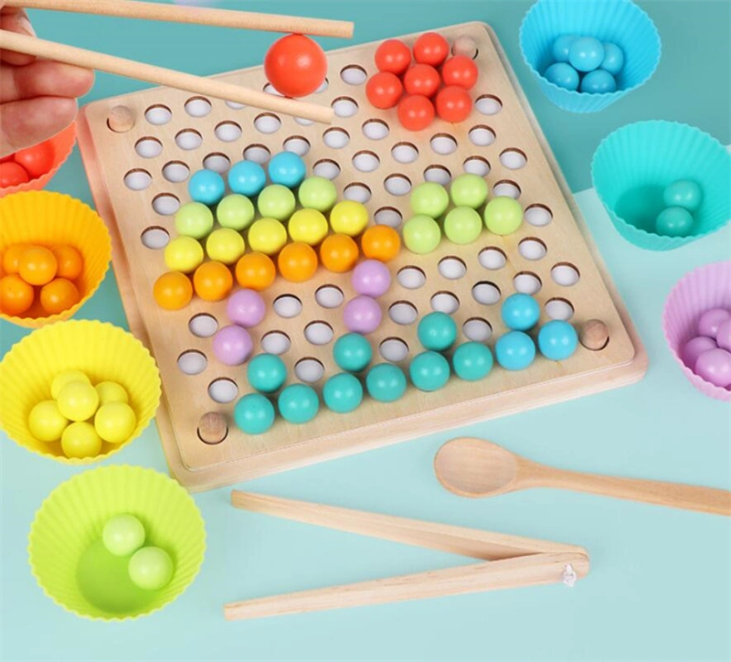 Puzzle en bois de perles arc-en-ciel enfants′ S jouets pour l'éducation précoce