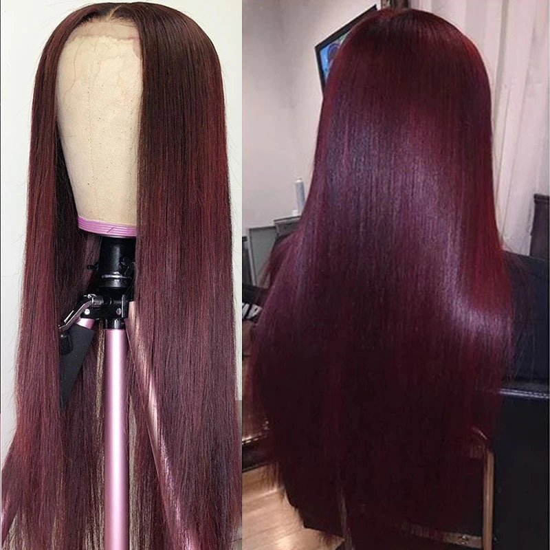 Remy Hand Tied Wig 99j Colored Wholesale/Supplier Long Lace Straight Wigs Hair Products