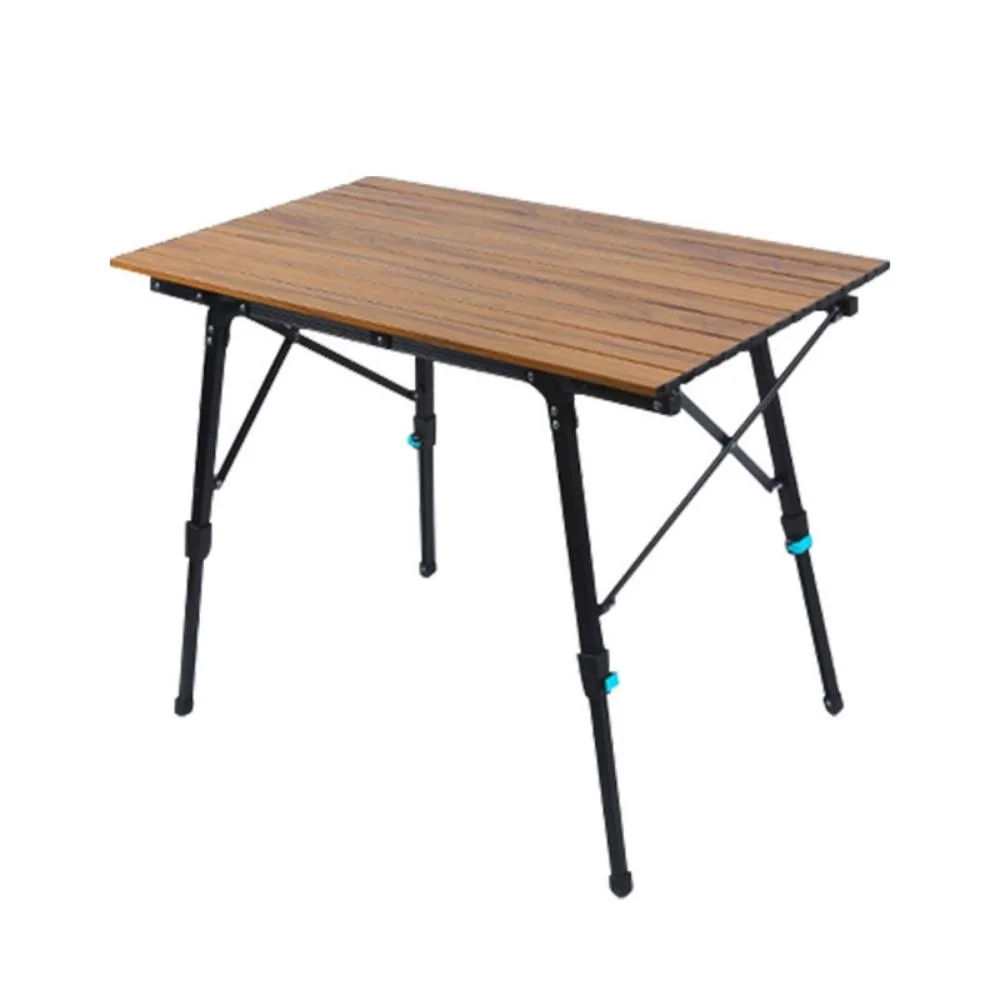 Adjustable Bamboo Folding Table Height Wood Metal BBQ Picnic Table Outdoor Furniture Bl20034