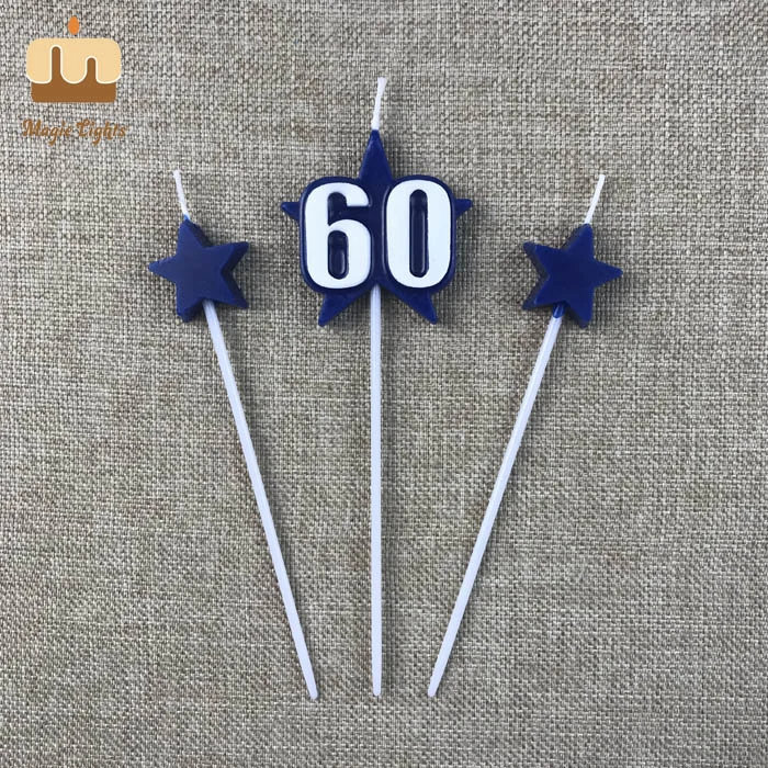 Number 60 Star Birthday Cake Candle Factory