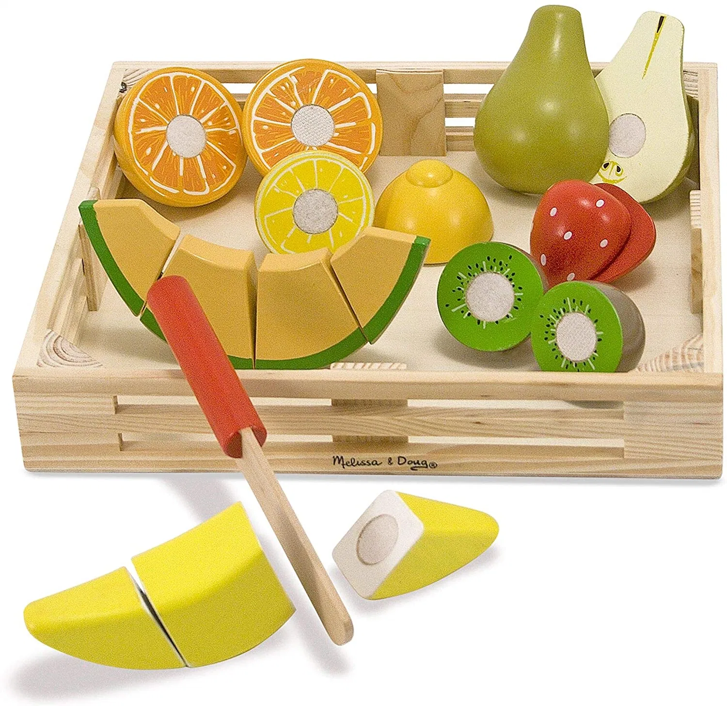 Pädagogisches Schneid-Obst-Spielzeug-Set mit Holzmesser für Kinder