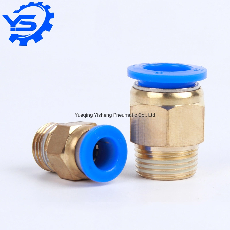 Push Fitting Blue Black PC Series Air Tool Fitting 5/16 3/8 1/4 1/2 NPT Thread Push on Brass Pneumatic Fitting Connector