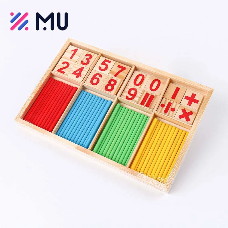 Montessori Mathematische Pädagogische Baby Spielzeug Zählen Sticks Bausteine Box Holzspielzeug