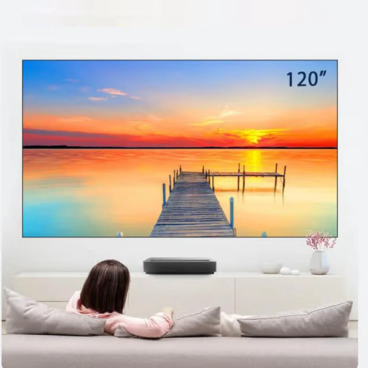 شاشة عرض Fscreen بحجم 120 بوصة مصممة بتقنية الفرينيل لرفض الضوء المحيط لشاشة العرض المنزلية وشاشة التلفزيون بالليزر في ضوء النهار وشاشة العرض ثلاثية الأبعاد بدقة 4K.