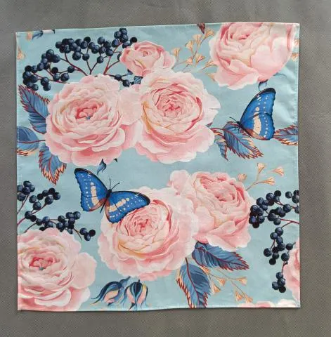 Custom Digital Print Rose and Butterfly Polyester or Cotton Kitchen Textile Set Kitchen, Home Decoration, and Shopping.