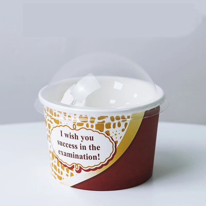 Logo imprimé sur un pot de crème glacée en papier avec couvercle en papier, emballage alimentaire et de boissons de 8 oz à paroi simple avec double revêtement en PE, gaufrage, biodégradable.