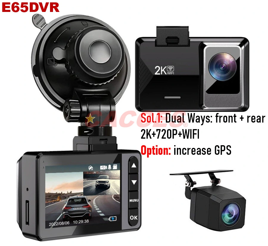 Dash Cam dianteira e traseira, Mini Dash Cam 2K/4K, ecrã IPS de 2 polegadas, IR Night Vision, WDR, Sensor G de bloqueio de acidentes, gravação em loop, detecção de estacionamento 24 horas, GPS máx. De 256 g, Wi-Fi