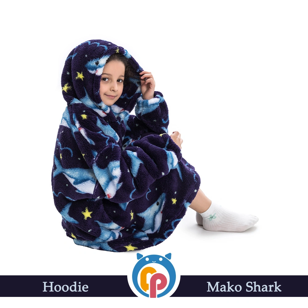 OEM Cosplay Halloween Geschenke Dunkelblau kühl Winter Mako Shark Musterung übergroße Kapuzenschläfermode für Jugendliche