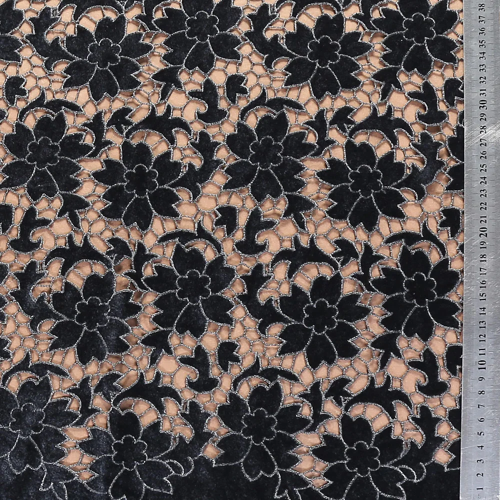 Corte a Laser Bordados Guipure Velvet Lace Fabric para vestir