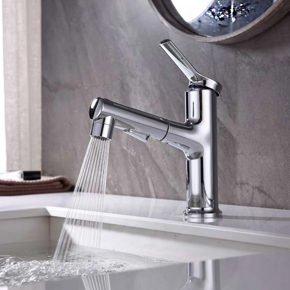 Aquacubic Cupc Certified Brass Body Luxury Chrome Flexible Three Funtion Pull out Bathroom Taps Product