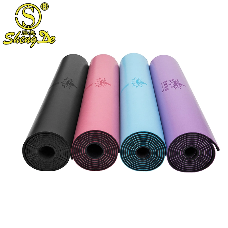 Wholesale/Supplier High quality/High cost performance  Eco Friendly Natural Tree Rubber Base Black Gold Stamp Print PU Alignment Yoga Mat