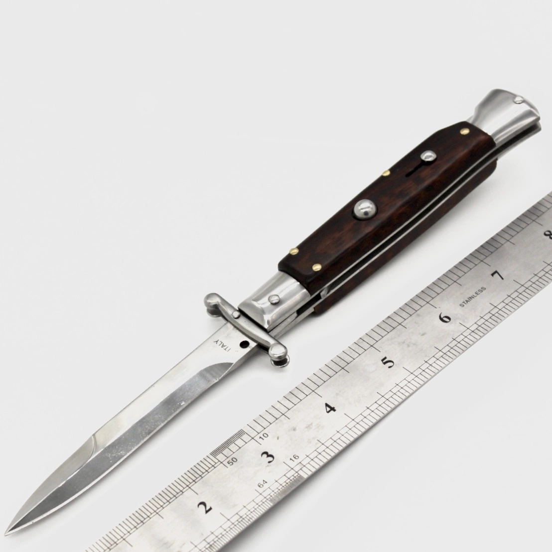 9'' T-One47 Swinguard Automatic Otf Knife Stainless Steel Knife Wood Handle