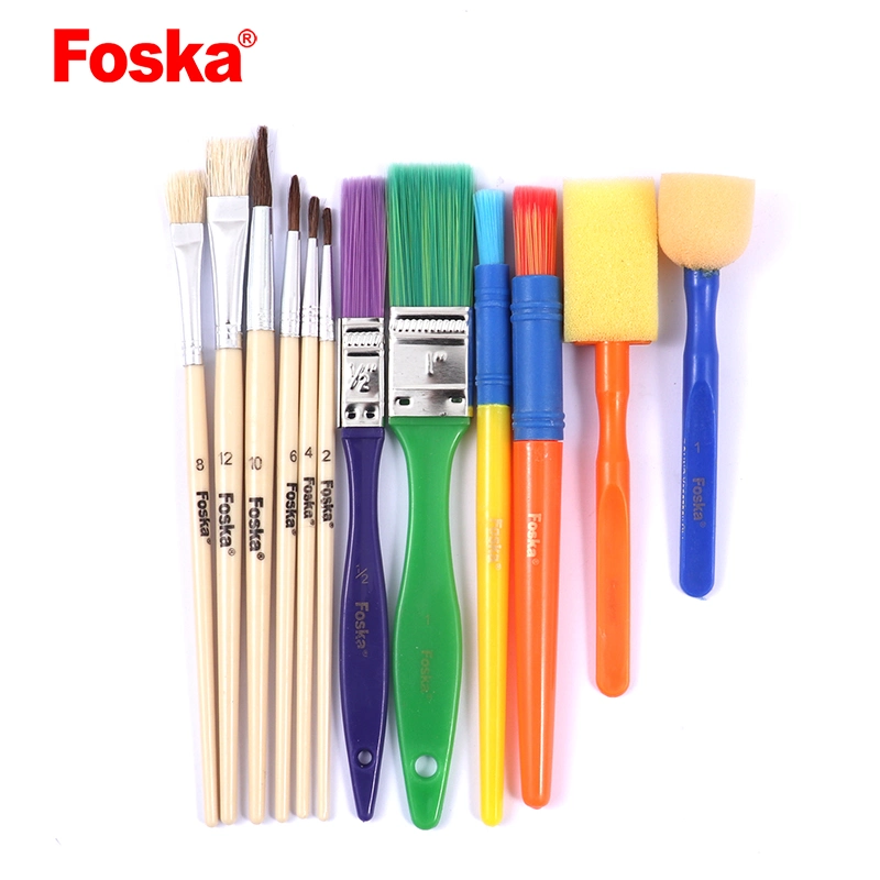 Foska 12 PCS Nylon Handle Horsehair Artist Brush