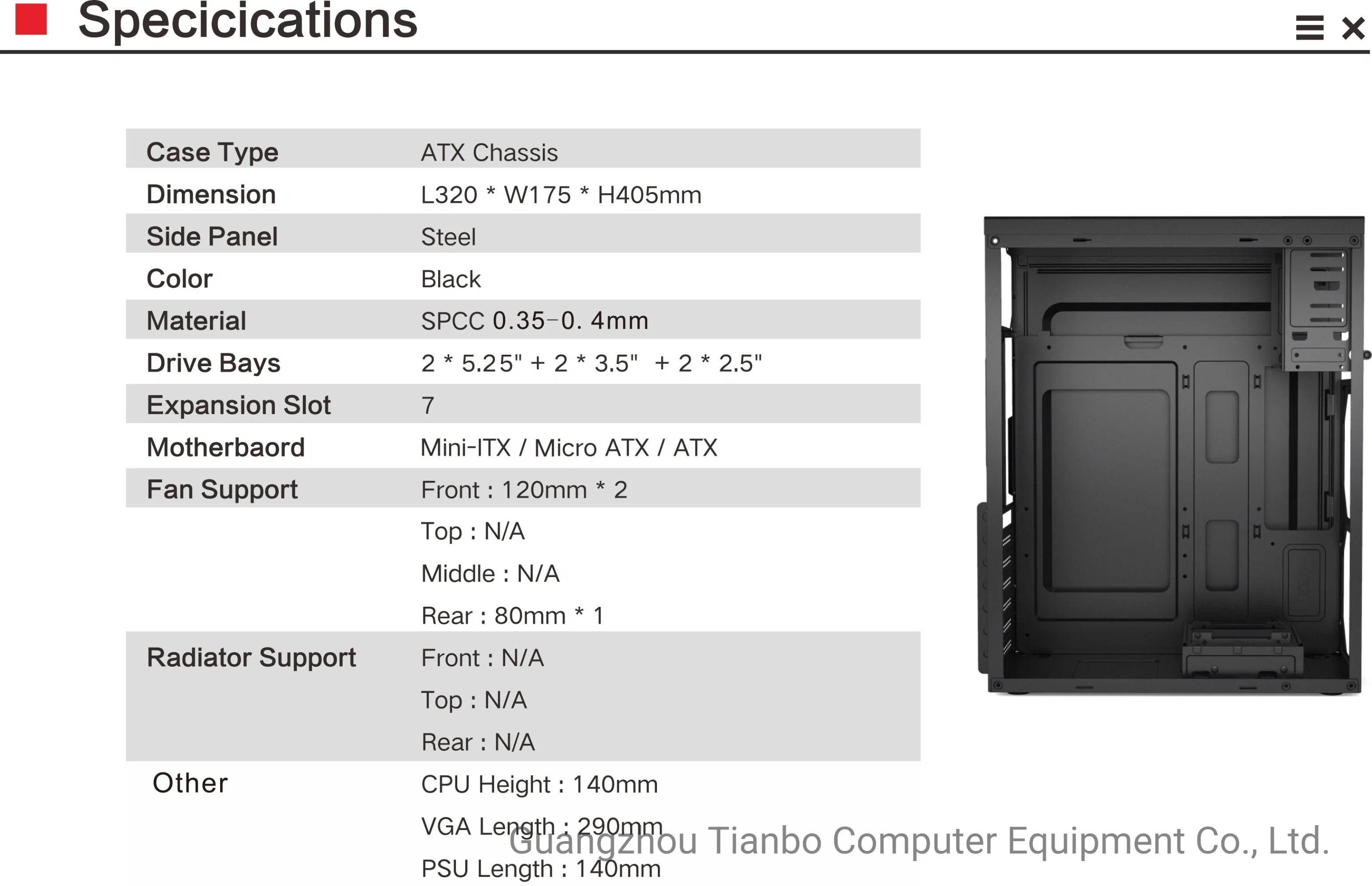 Popular Office Design PC Case ATX Computer Case