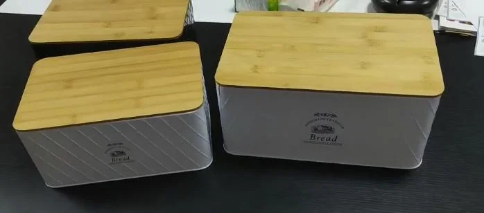 Panifice de cozinha doméstica com tampa de madeira pão desembaraçado Metal grande Caixa de estanho