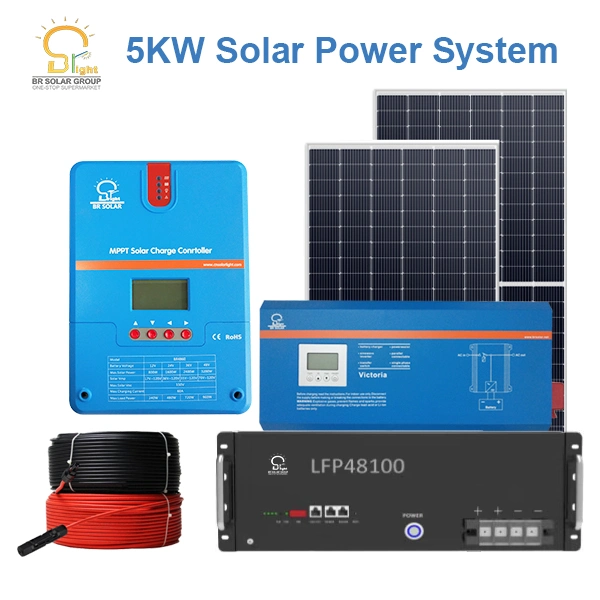 10 kW Off Grid Home Solar PV-Paneelstation komplett Hybrid Power Energiespeicher komplettes Solarstromsystem mit Inverter Lithium-Batterie-Backup