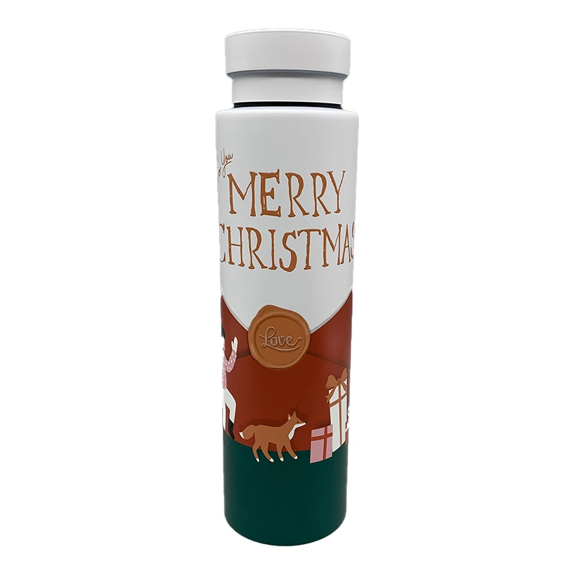 Regalo de Navidad Doble pared con aislamiento Thermos botella de agua matraz de vacío Con tapa