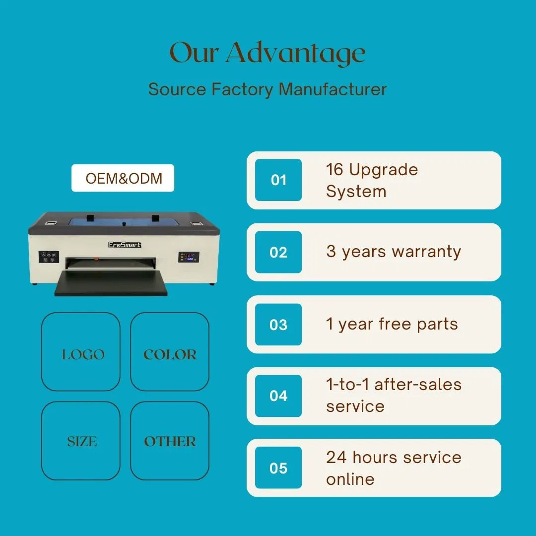 Impressora DTF A3 de tecido de estrutura digital de secretária pequena Erasmart T-shirt para senhora com tecido para jato de tinta da PET Film Heat Transfer Press Máquina de impressão