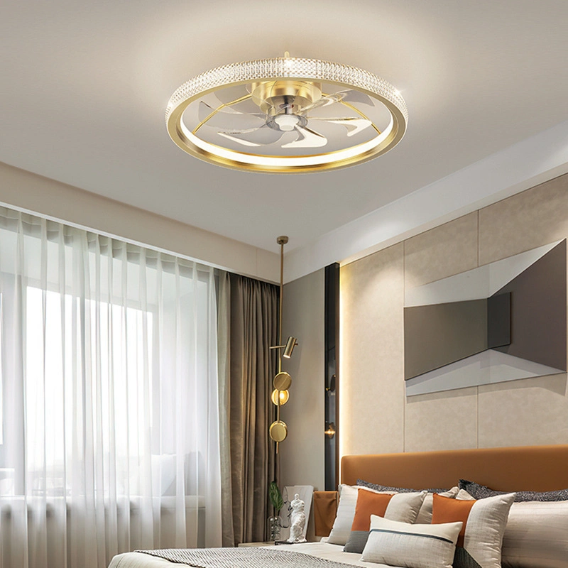 LED Postmodern Minimalist Fan Lamp Mute Bedroom Ceiling Lamp No Stroboscopic Round Children's Crown Living Room Lamp