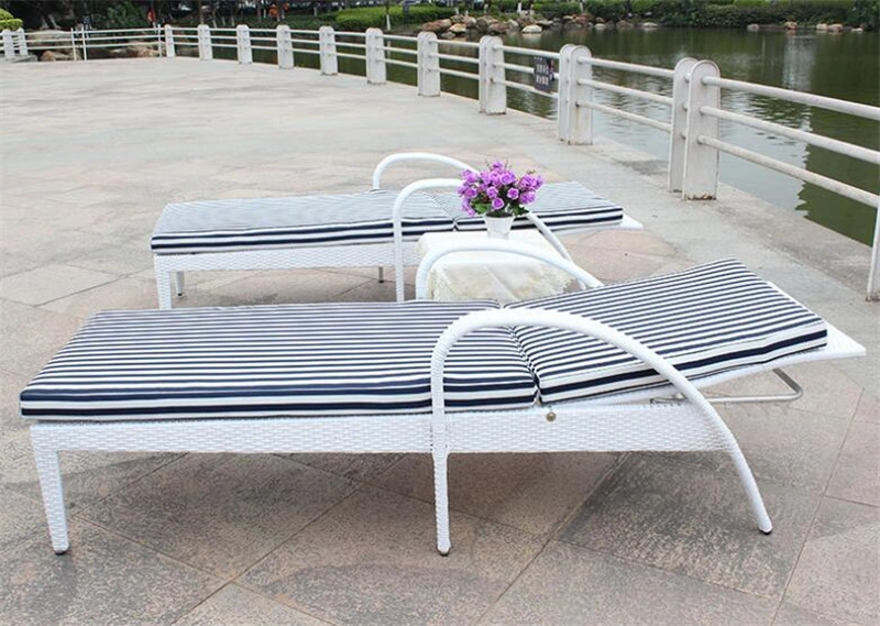 Leisure Imitation Rattan Reclining Bed Outdoor Chaise Lounge