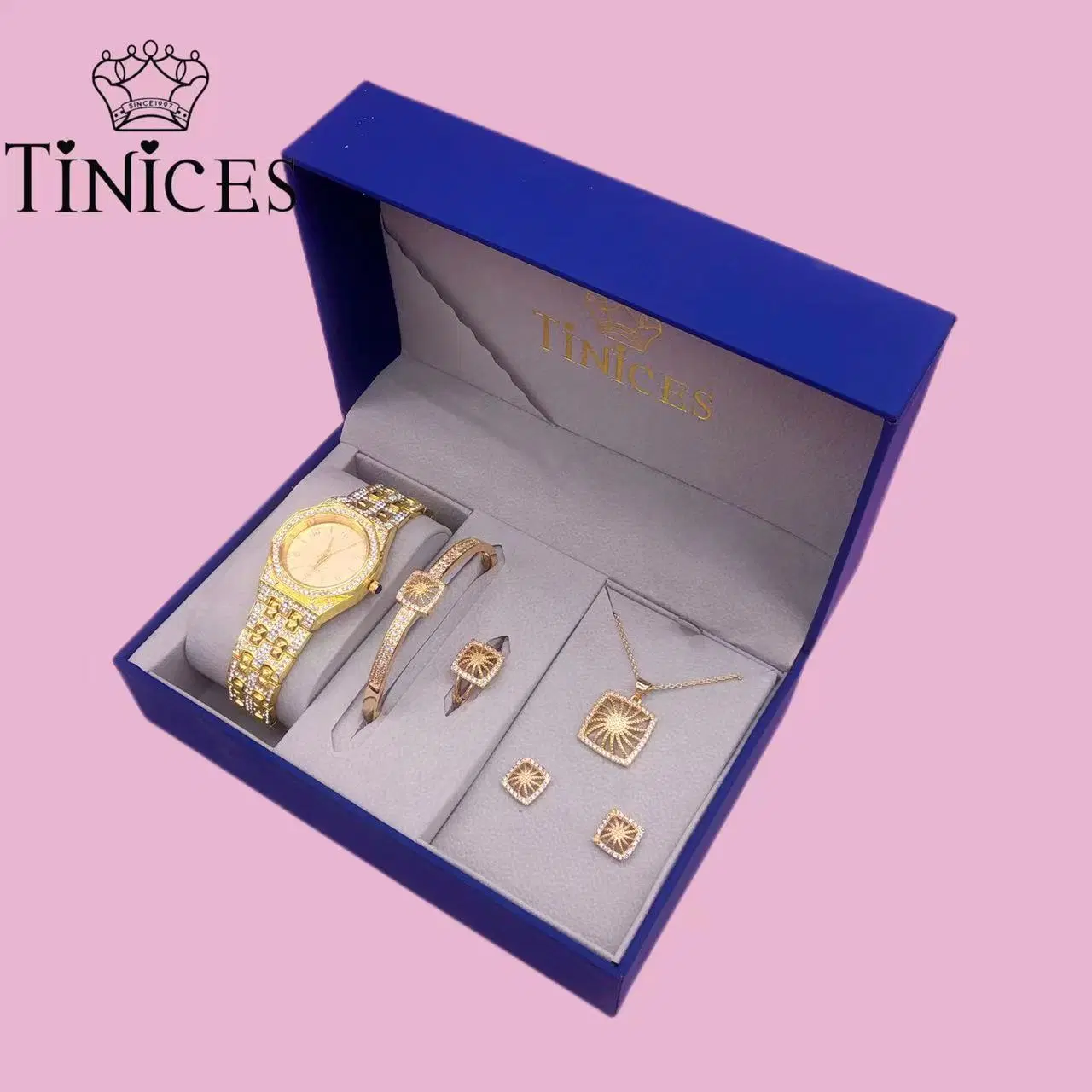 Nuevo lujo Diamond Bracelet Watch la moda femenina Ver reloj de cuarzo Ver tendencias de decoración, joyería Ver Box Set de regalo