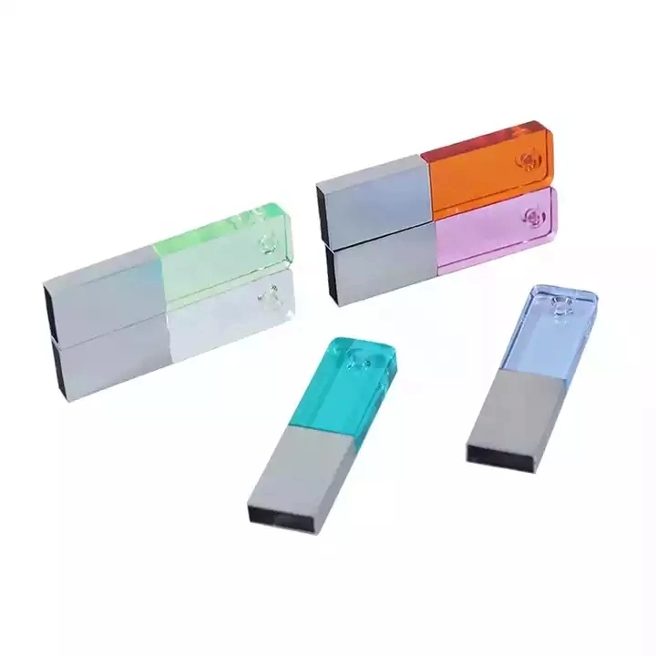 Mini Acrylic Super Slim USB Flash Drives with LED Glowing Logo Flash Memory Card USB Pen Drive