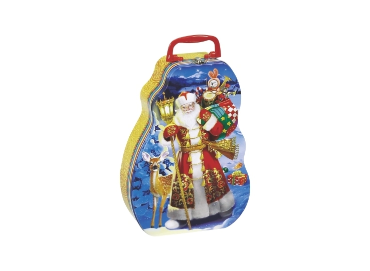 Navidad Tin Suitcase Tin Case con asa Metal personalizado almuerzo Caja de lata con embalaje para regalo con cierre