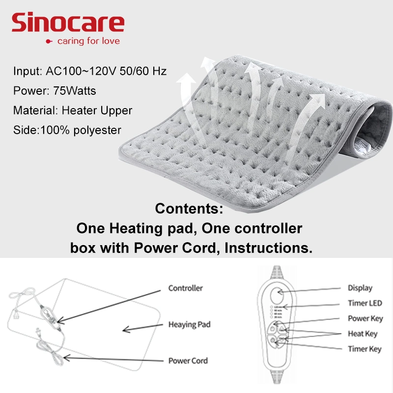 Sinocare Heating Pad Cosy Fleece Machine Washable Belly Warmer Electric Heating Pad for Winter