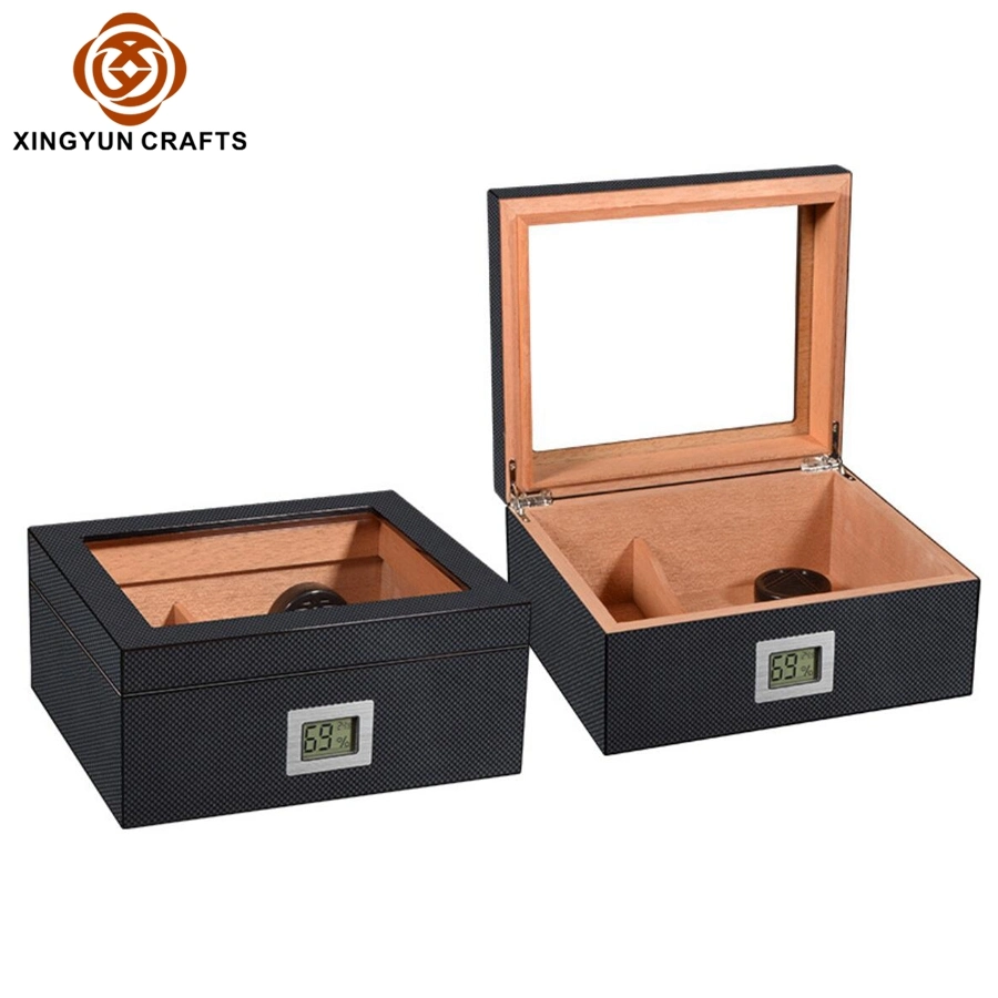 Personalized Luxury Wooden Cigar Package Box with Glass Window Wood Packing Box with Humidor