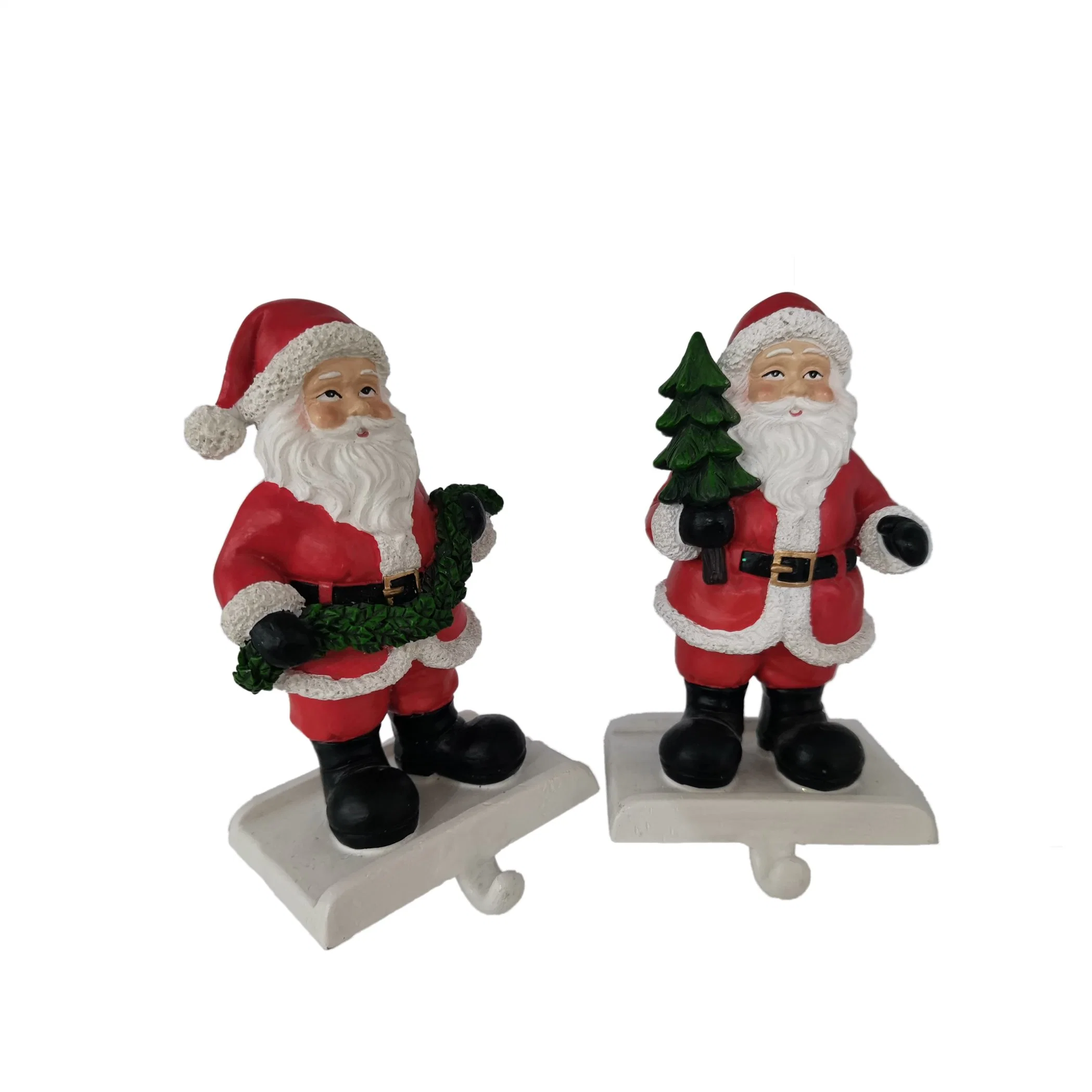 Seasonal Xmas Decor Christmas Polyresin Handmade Santa Claus Stockings & Holders Stand