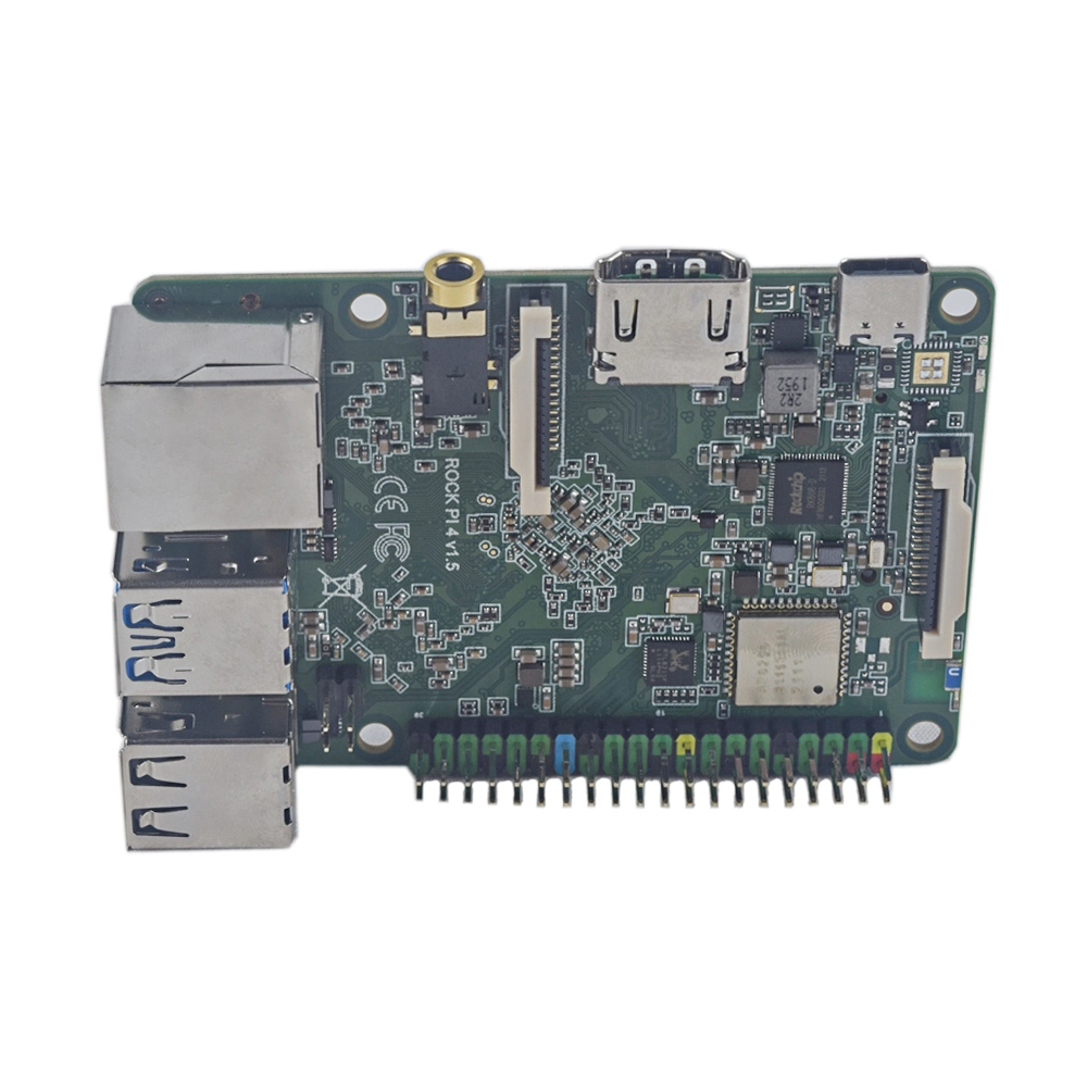 Rock Pi 4b V1.4 Rockchip Rk3399 Arm Cortex Six Core Sbc/Single Board Computer Compatible with Official Raspberry Pi Display