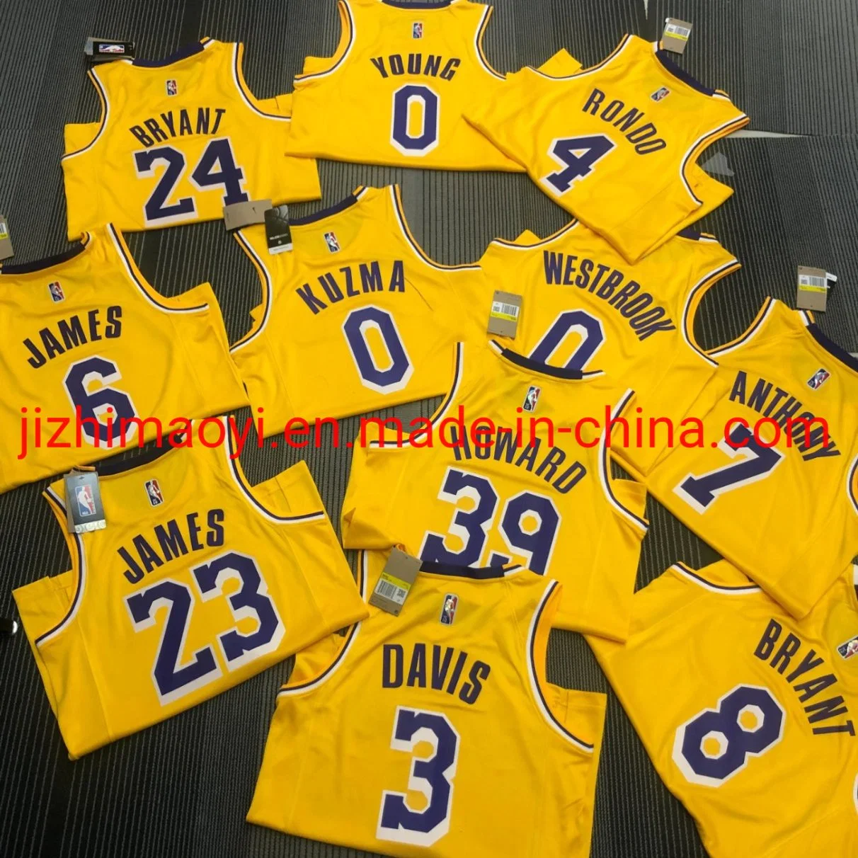 Großhandel/Lieferant Los Angeles Lakers N-B-A 2022 75th Anniversary Diamond Jersey Gelb/Gold Swingman