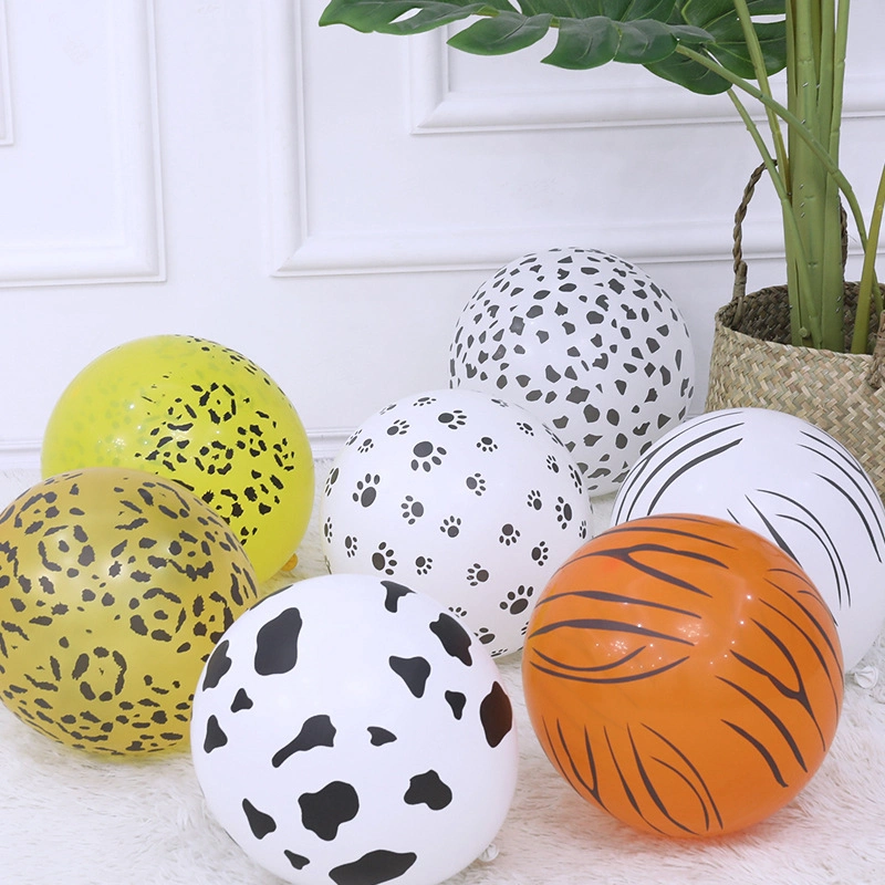 Wholesale/Supplier 12 Inch Tiger Cow Giraffe Cat Footprints Animal Pattern Printed Globos Latex Balloons Birthday Party Supply