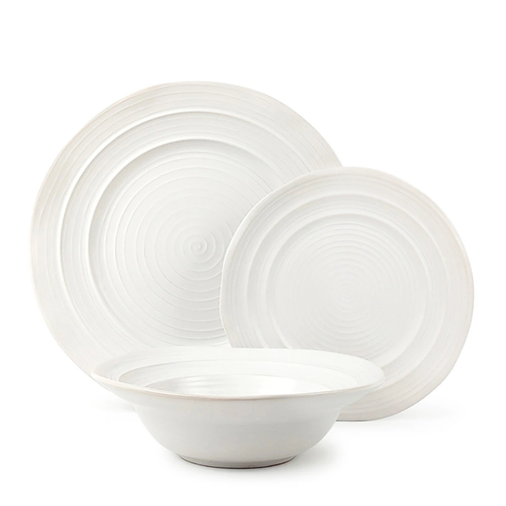 China Dinnerware Restaurant Tableware 12PCS Embossed Dish Set Dinner Ceramic Organic Dinner Sets