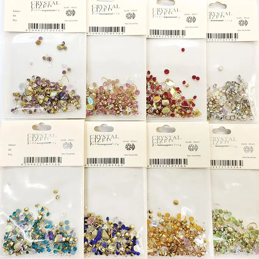 120pcs 3D Nail Art Décoration cristal de diamant couleur Rhinestone Nail Rhinestone