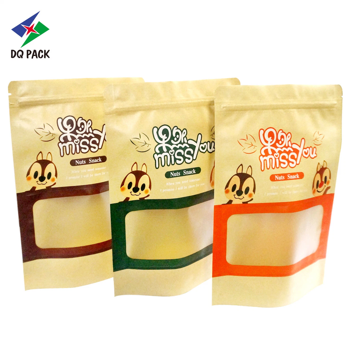 Dq Pack China Packaging Products Kraft Bag Nylon Packaging Bags with Blurred Windows for Nuts