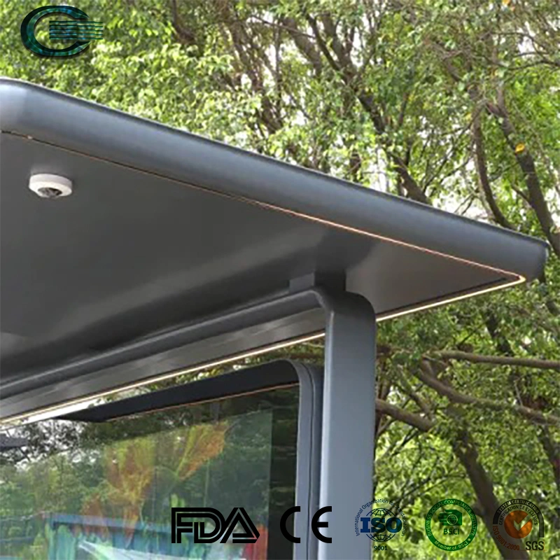 Huasheng Metal Bus Stop Shelter China Metal Bus Stop Manufacturer City Street Steel Structure Advertising Outdoor Bus Shelter