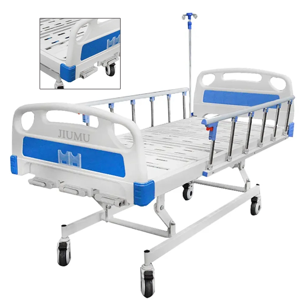 Durable Hospital Bed with Adjustable Height and Side Rails for Elderly Care